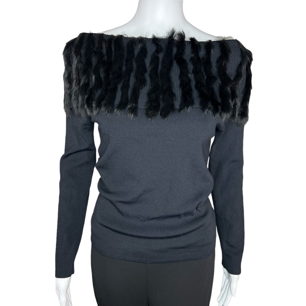 Lisa International Faux Fur Off The Shoulder Sweater S